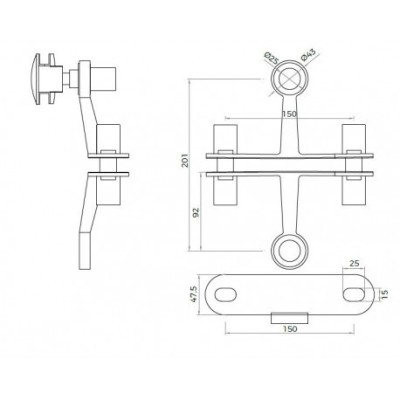 Araña Serie 9LM2-2 Brazos para Costilla de Vidrio