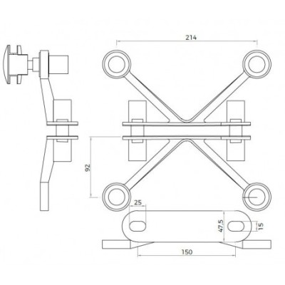 Araña Serie 9LM2-4 Brazos para Costillas de Vidrio