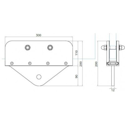 Anclaje Serie LMD inferior para Costillas de Vidrio