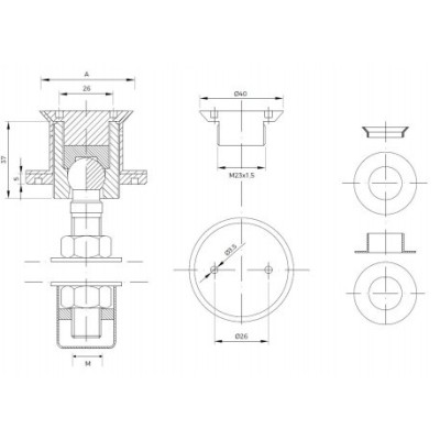 Rótula Cónica Anclaje Exterior-Interior