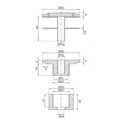 Conector plano 60mm