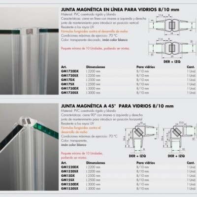 Juntas PVC Mamparas Baño 8 - 10 mm