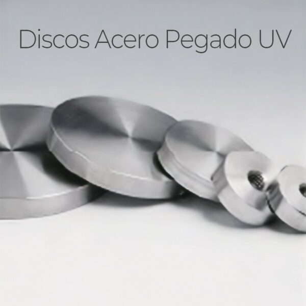 Discos Acero Pegado UV de Vidrio en Ruedas y Patas