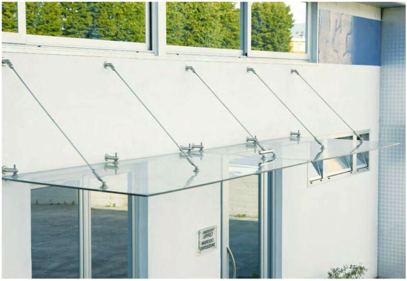 Marquesina  Vidrio Tirantes con Voladizo 2 metros Glass Canopy