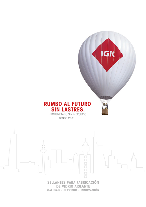 Portada para la descarga del catálogo corporativo de IGK, fabricante de sellantes para vidrio aislante. Distecglass, distribuidor oficial