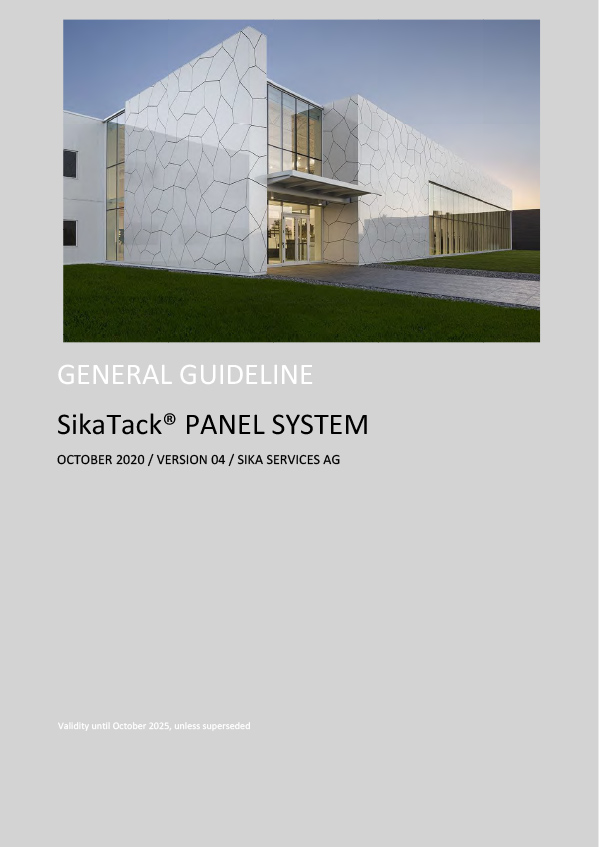 Portada para la descarga del catálogo de Sika sobre SikaTack Panel para el pegado de paneles en Fachada | Distecglass, partner de Sika Industria
